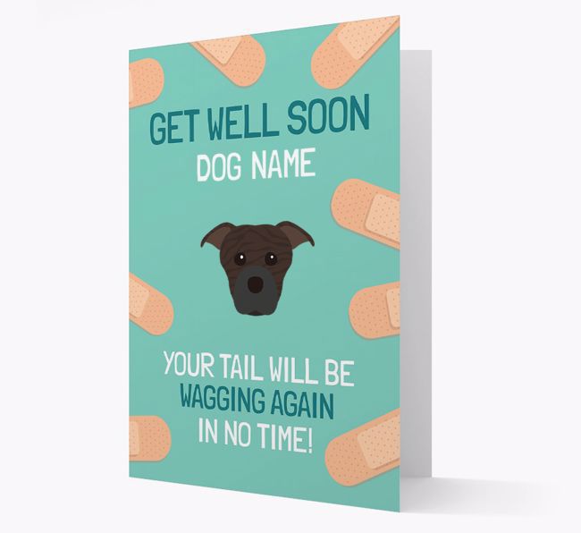 Personalized 'Get well soon {dogsName}' Card with {breedFullName} Icon